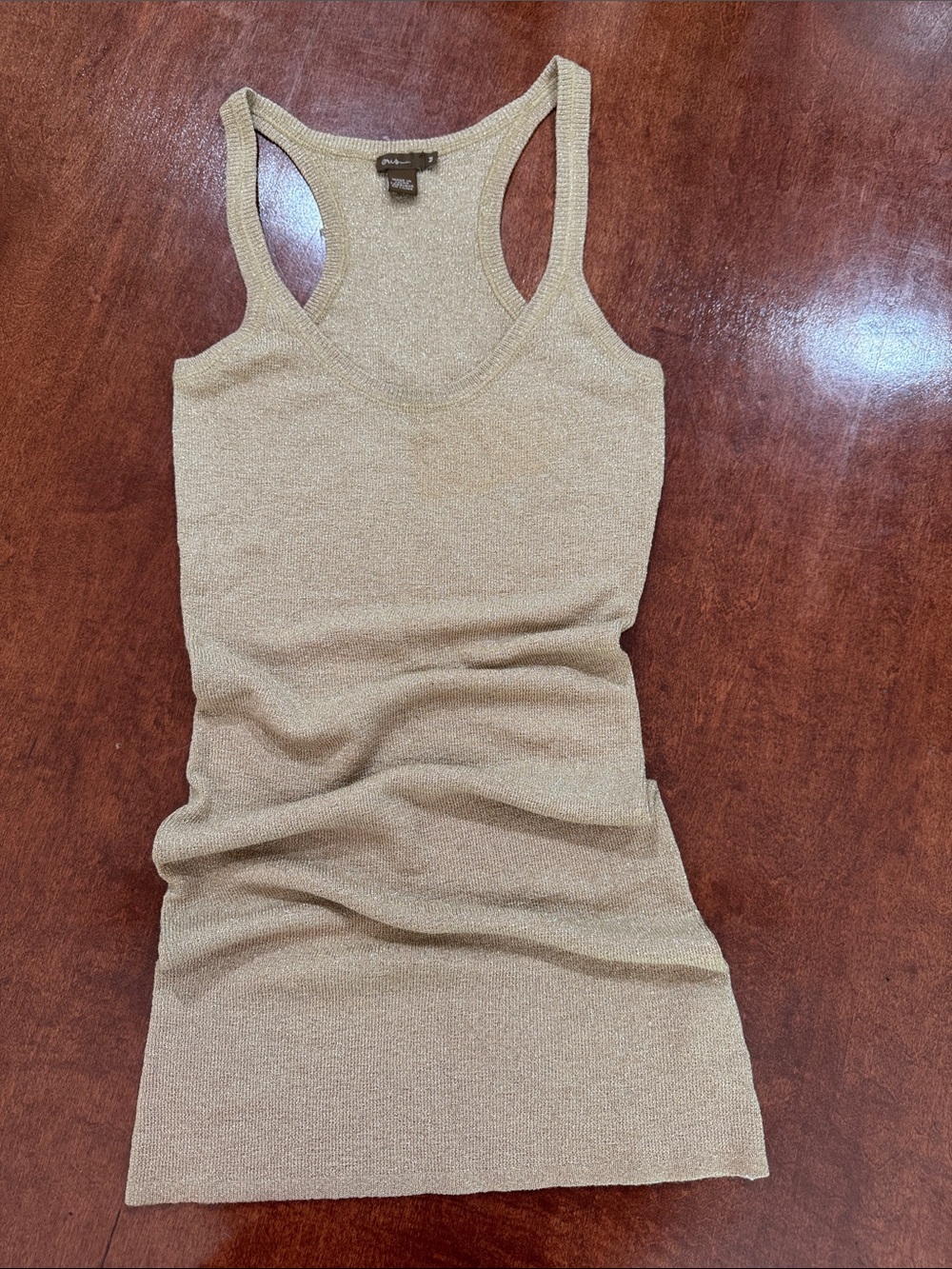 Eris Shimmery Gold Ribbed Racer Back Tank/Tunic - Picture 3 of 8